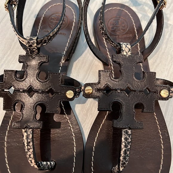 Tory Burch Snake Embossed Chandler Sandals - Picture 2 of 10